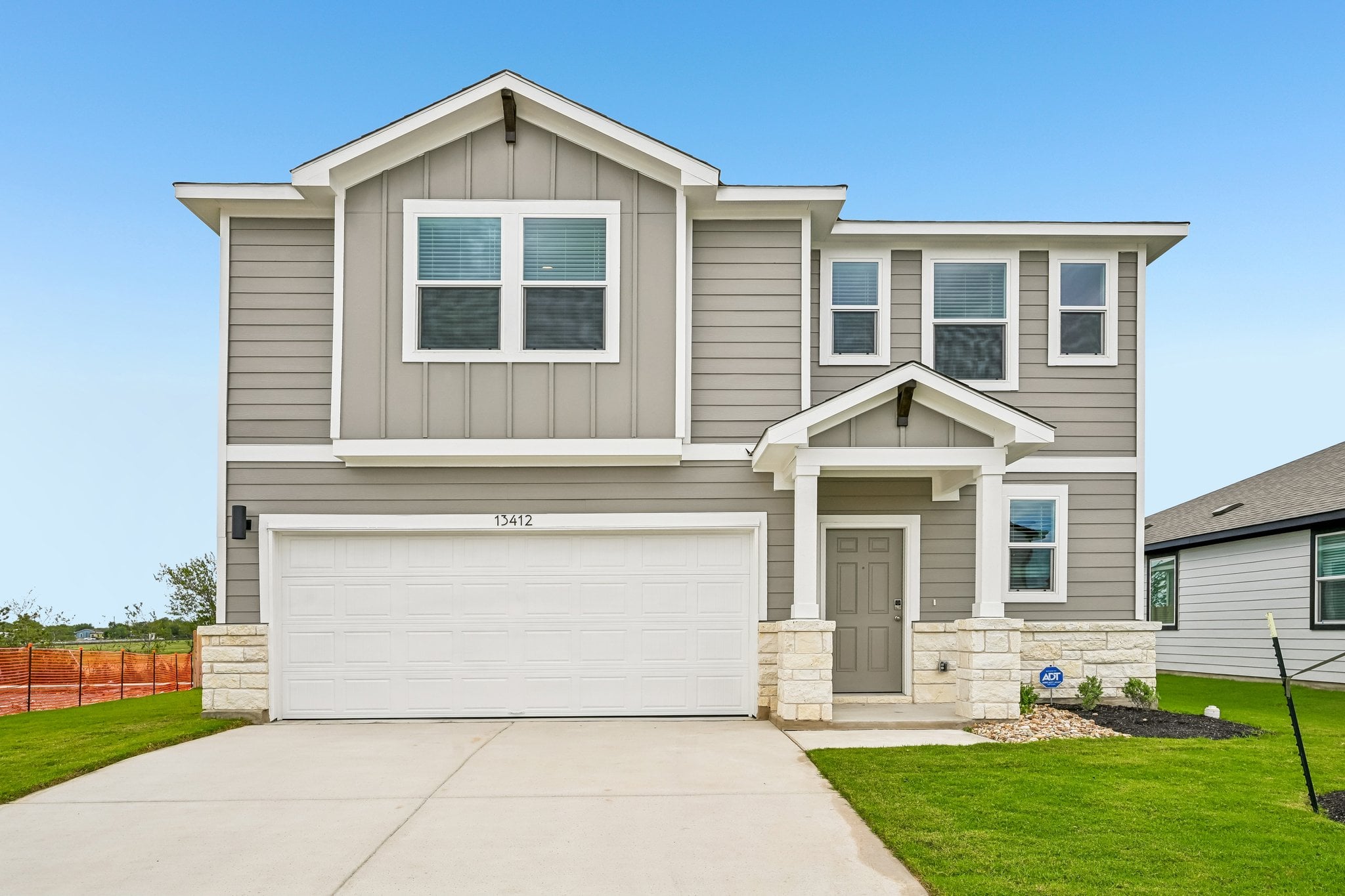 A house with a garage.