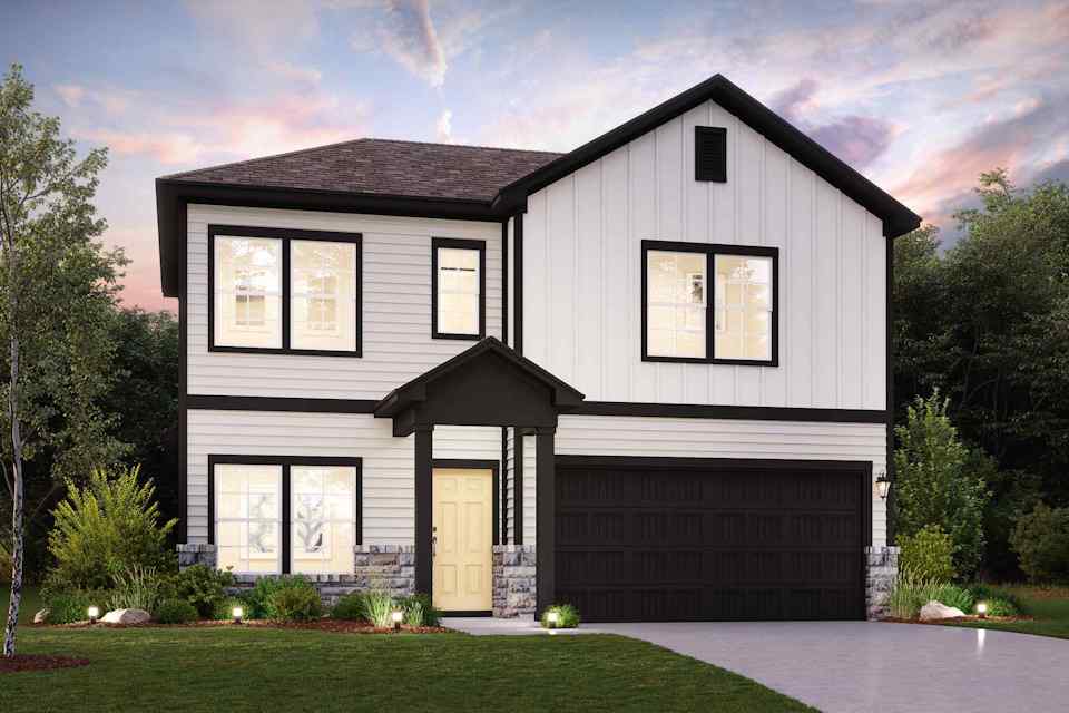 A house with a garage.