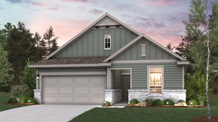 A house with a garage with American Gothic House in the background.