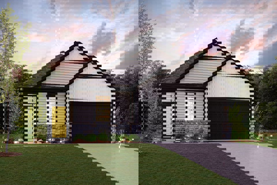 A house with a garage.
