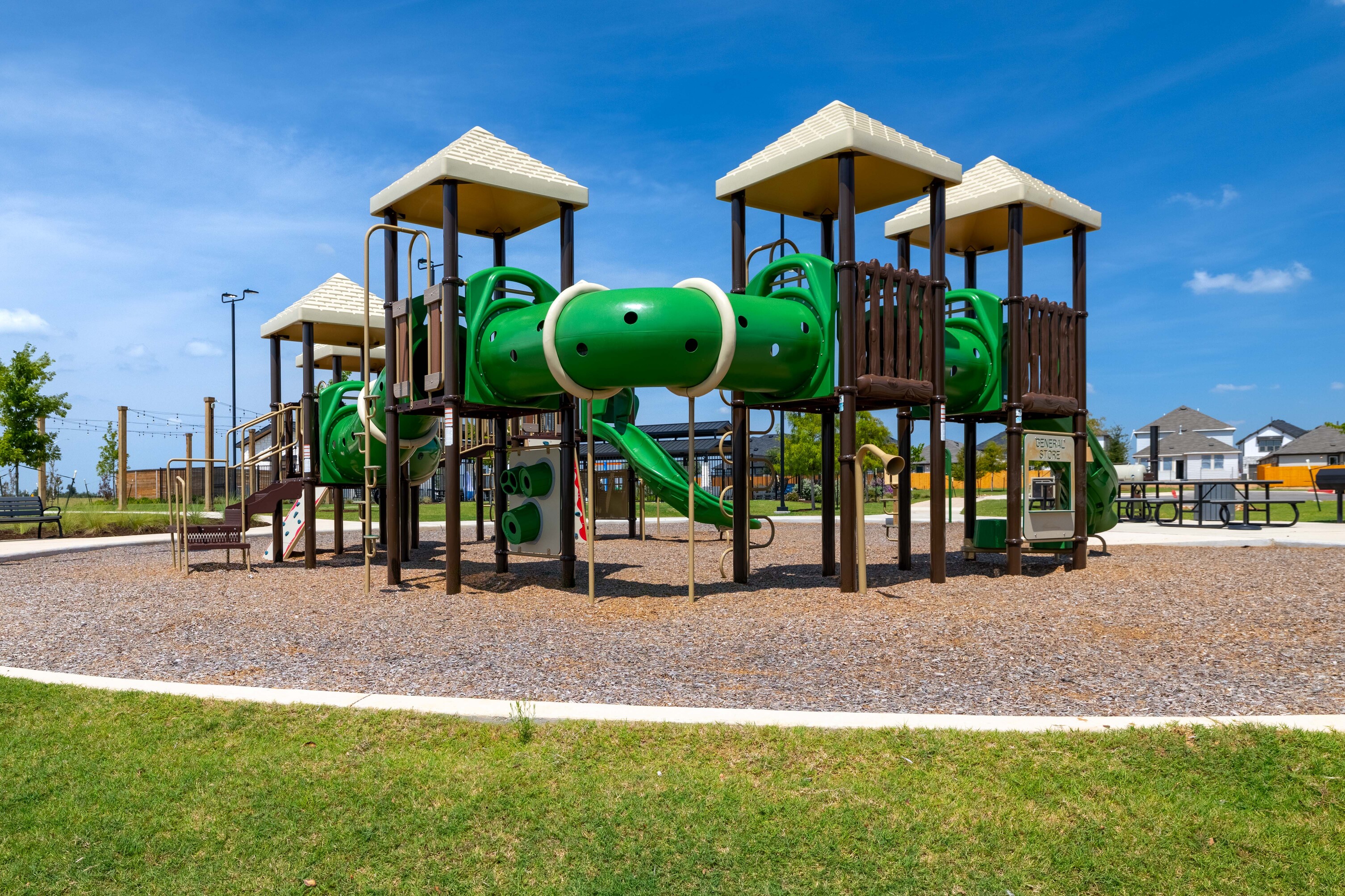 A playground with a slide.