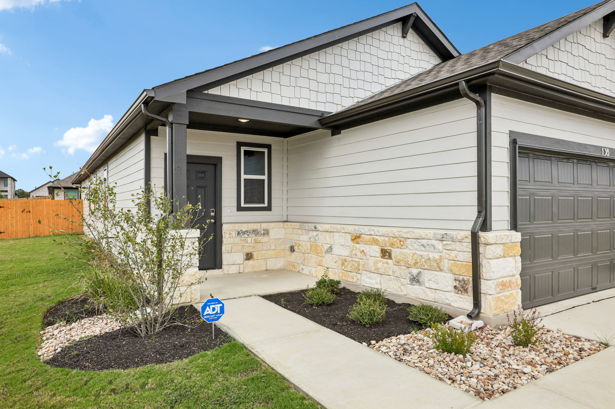 A house with a garage.