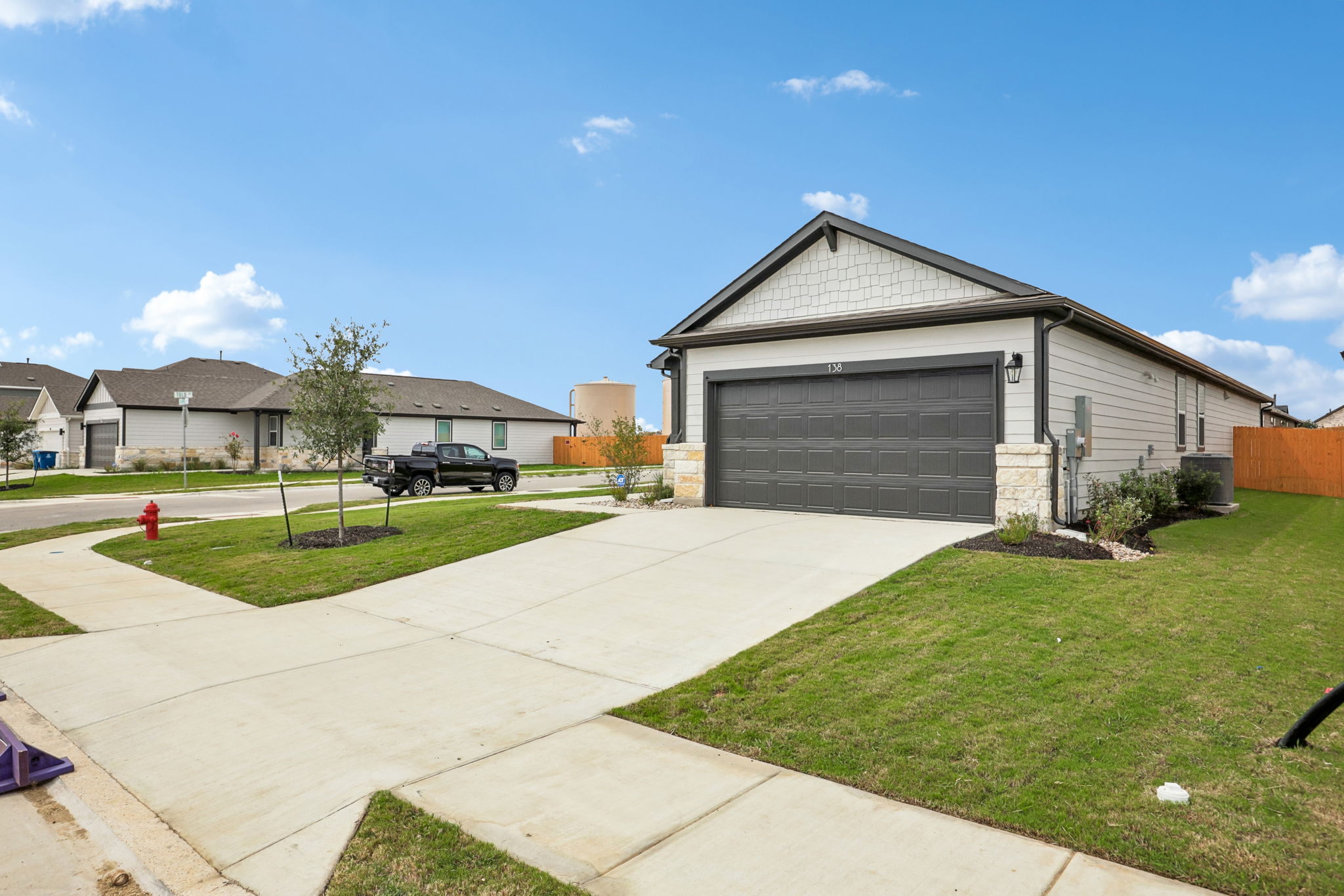 A house with a garage.