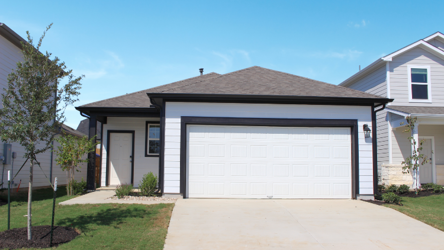 A one-story house with a garage.