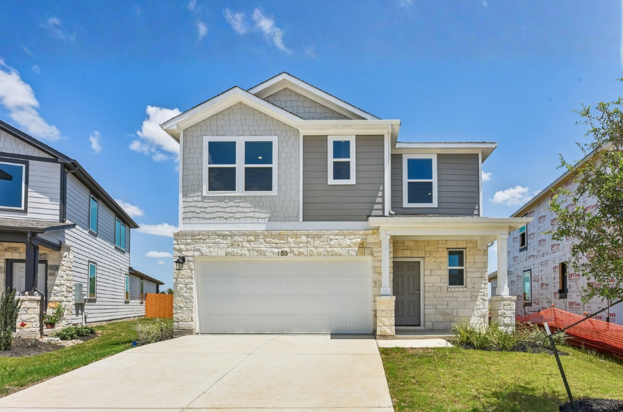 A house with a garage.