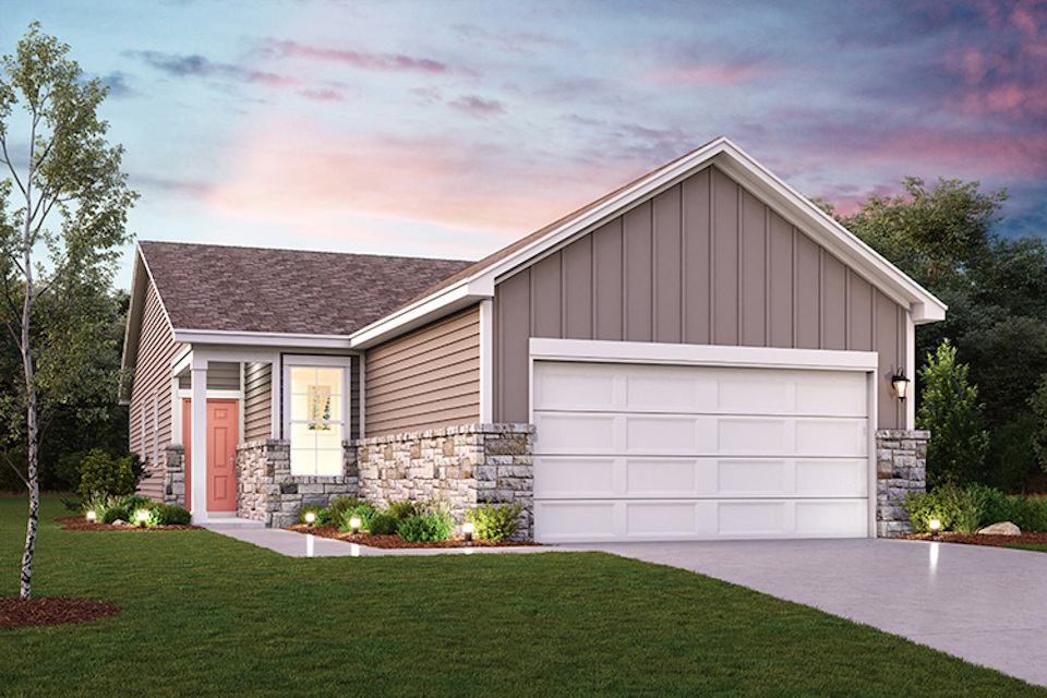 A house with a garage.