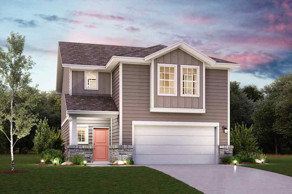 A house with a garage.