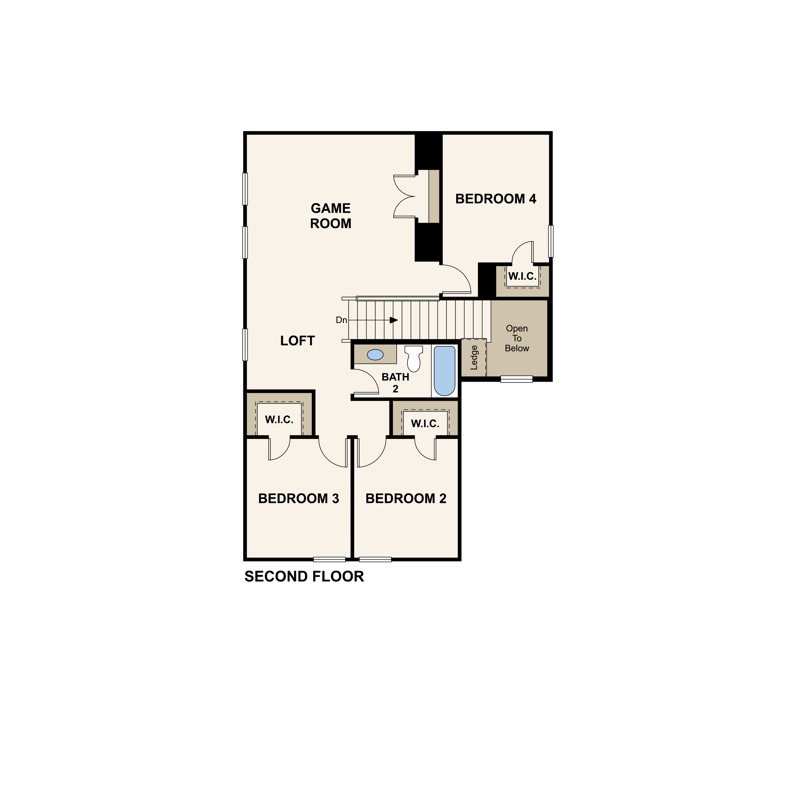 Second Floor Madison Floor Plan at The Ridge at Trinity Ranch 
