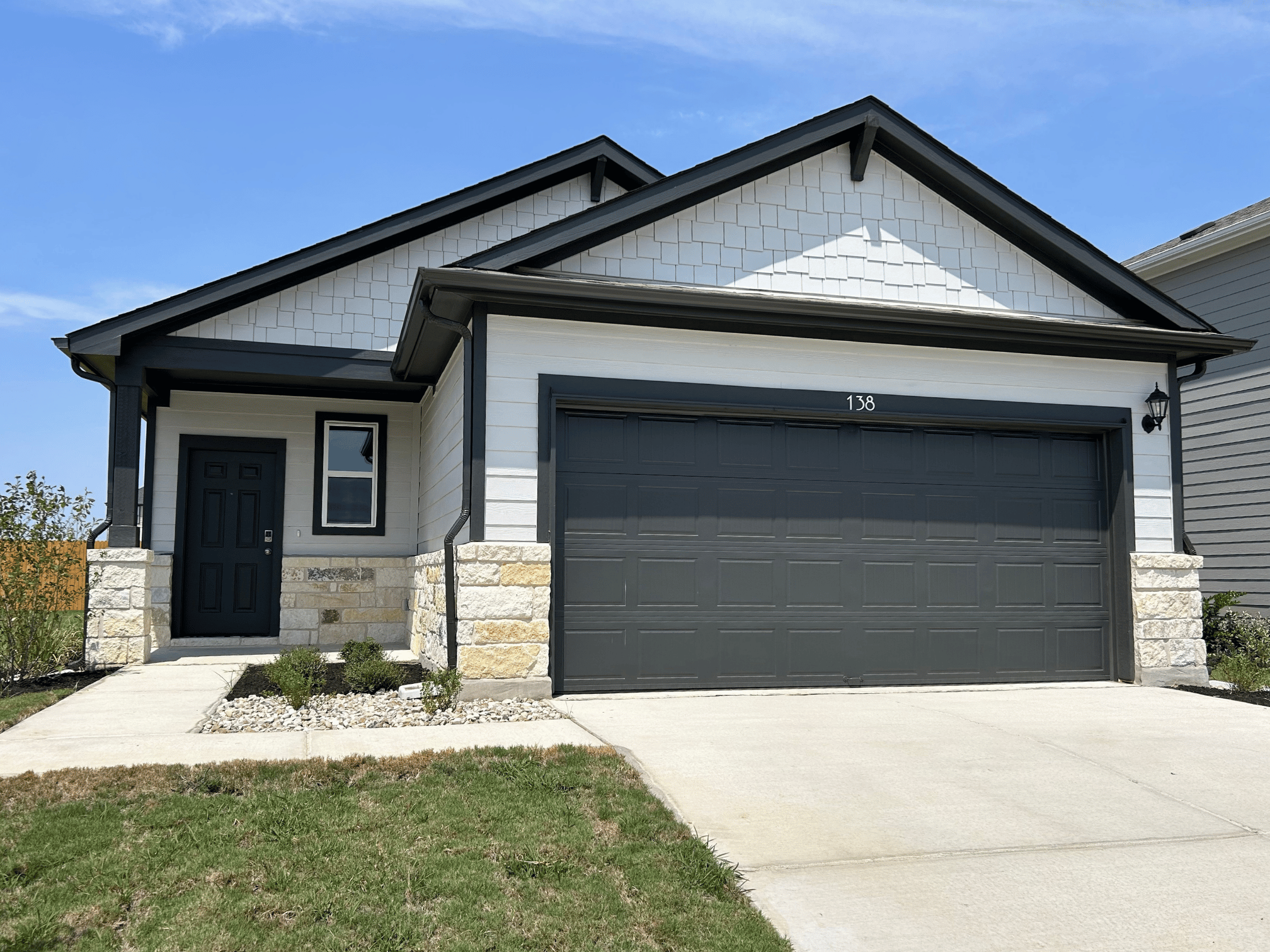 A house with a garage.