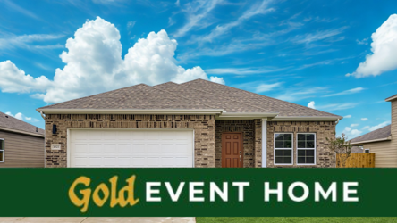 A house with a green sign.