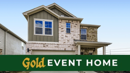 A house with a green sign.