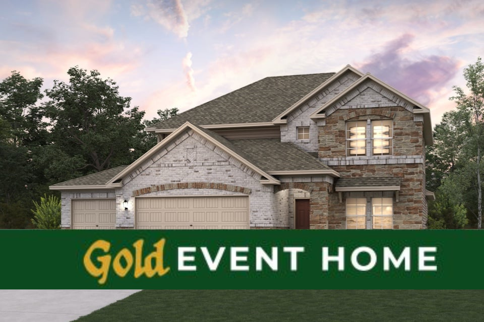 A house with trees in the back.