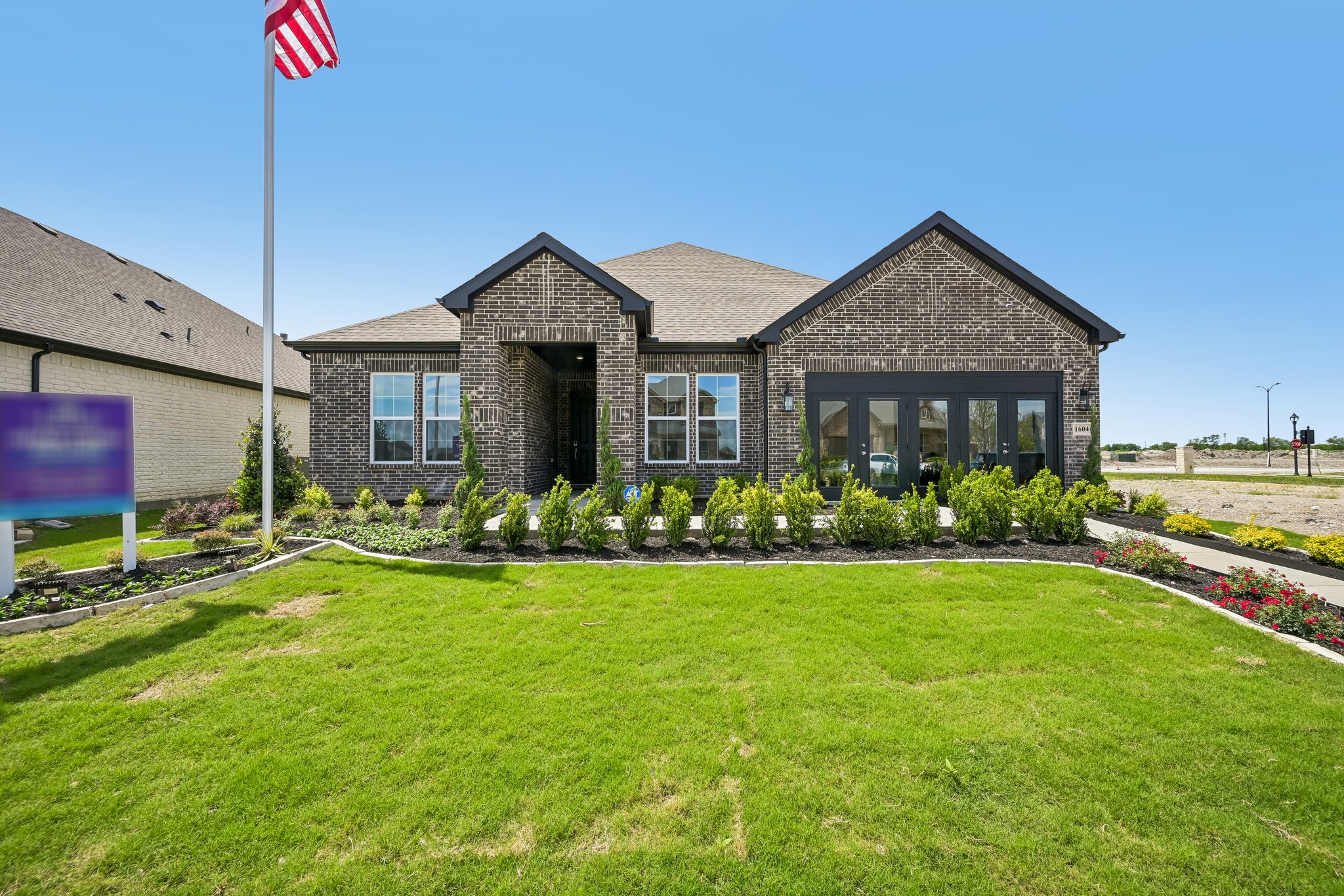A house with a flag in the front.