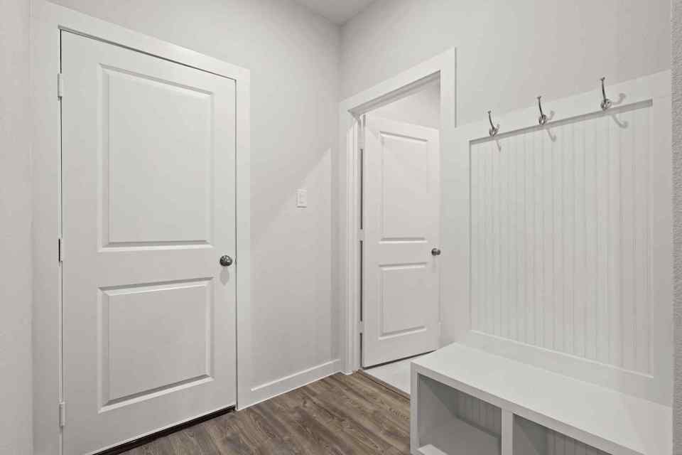 A white door in a room.