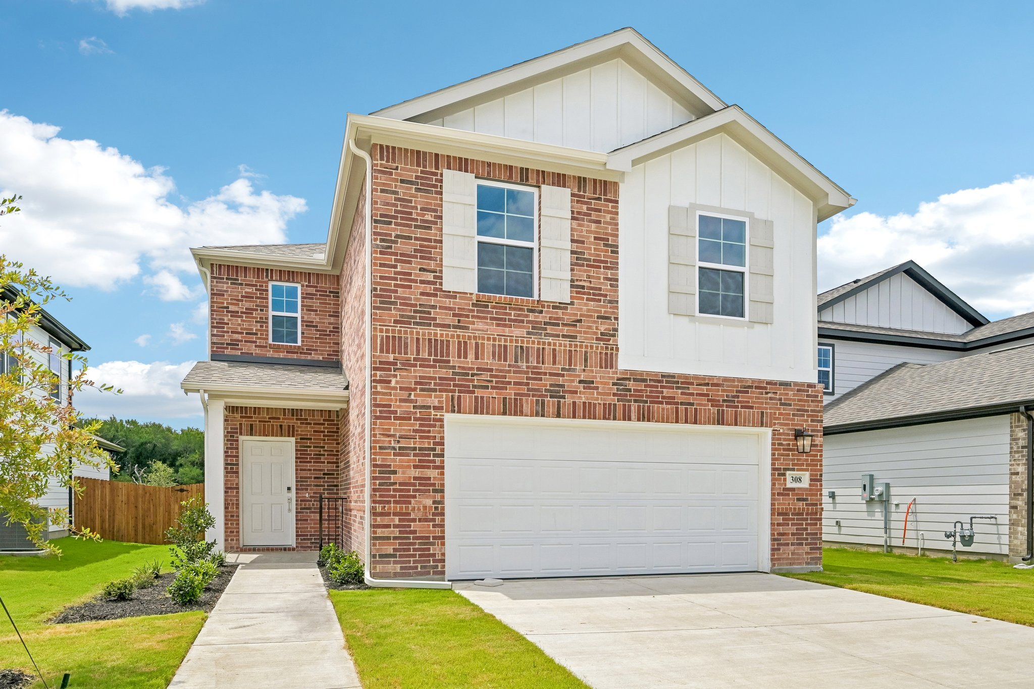 A house with a garage.