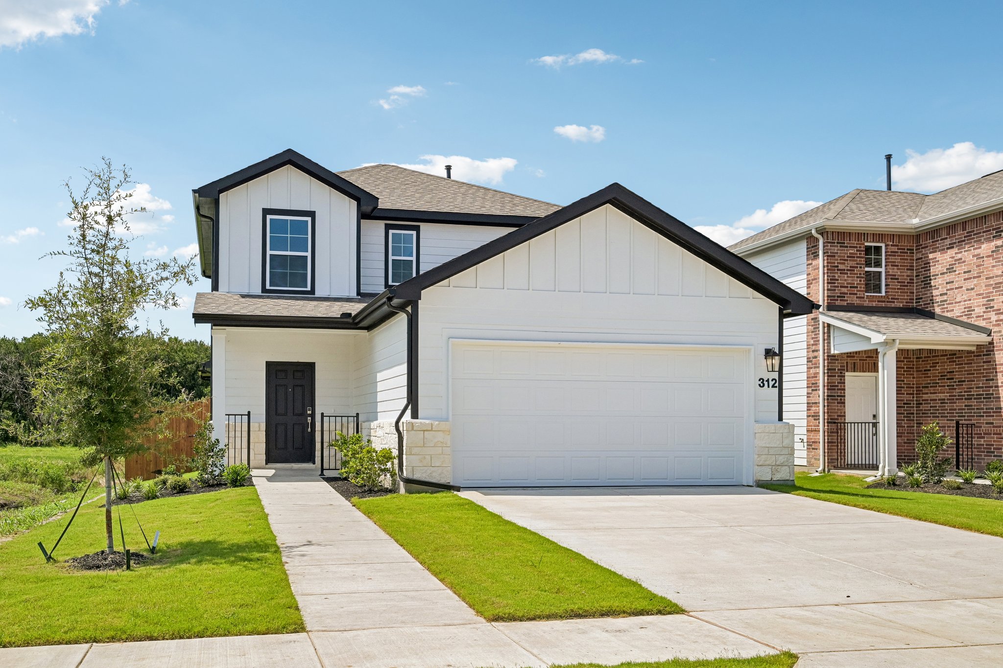 A house with a garage.