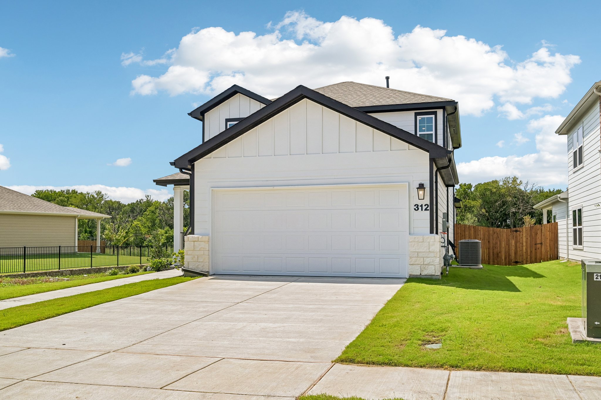 A garage in a neighborhood.