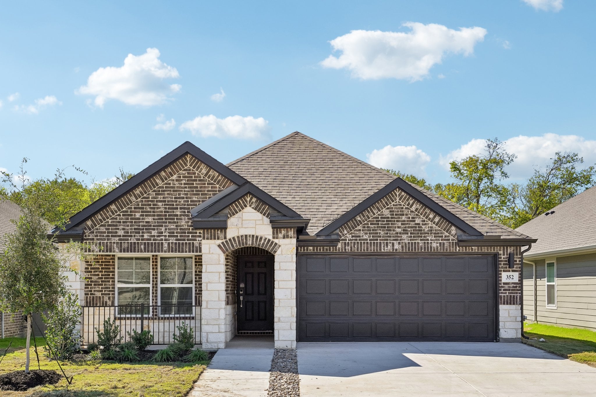 A house with a garage.