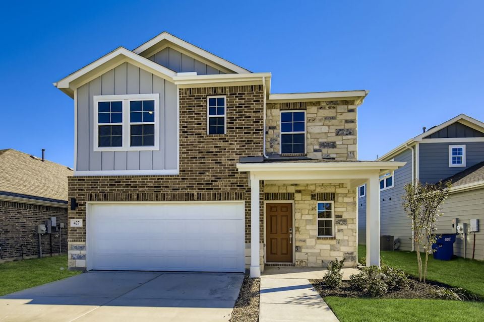 A house with a garage.