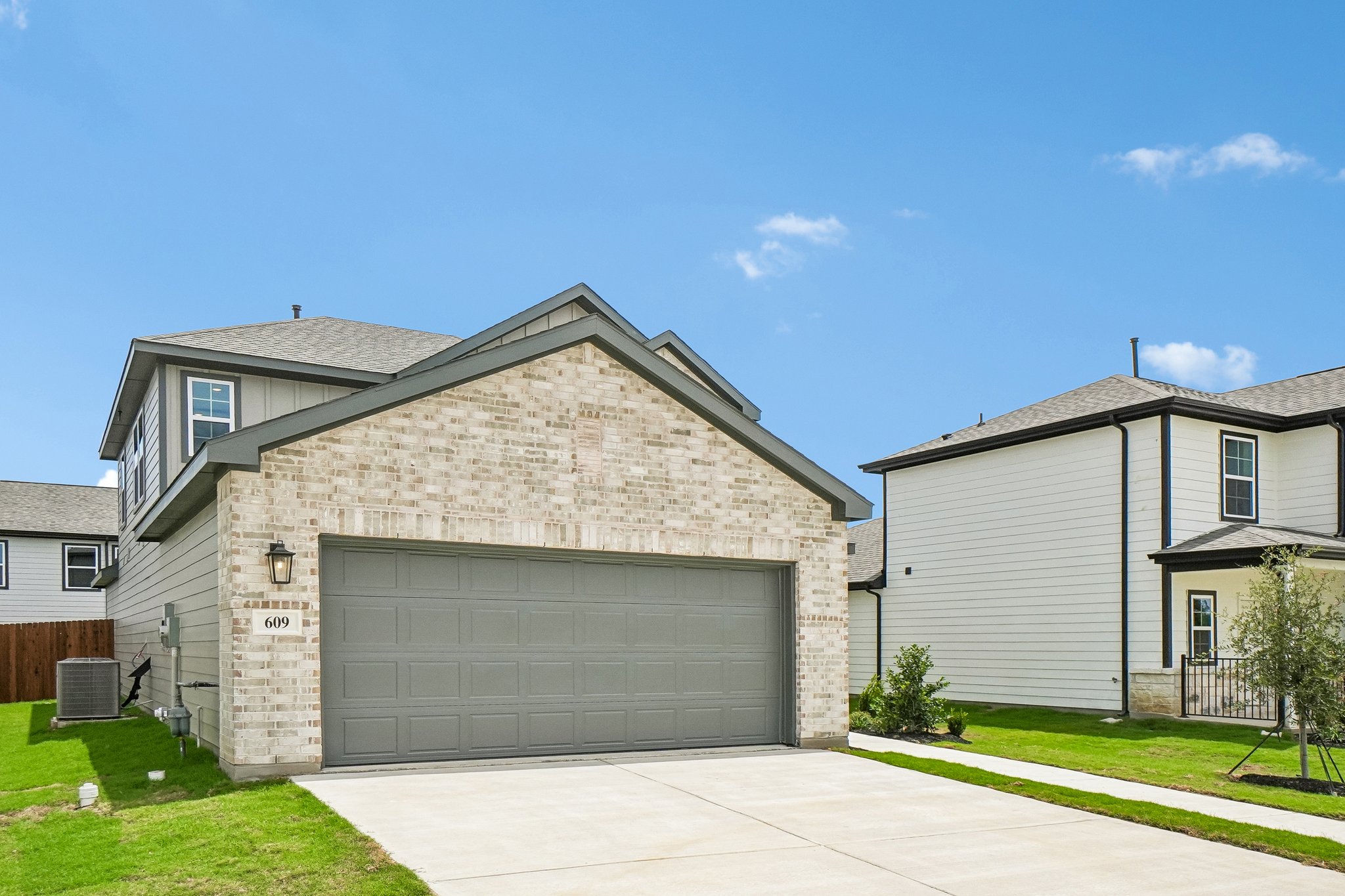 A house with a garage.