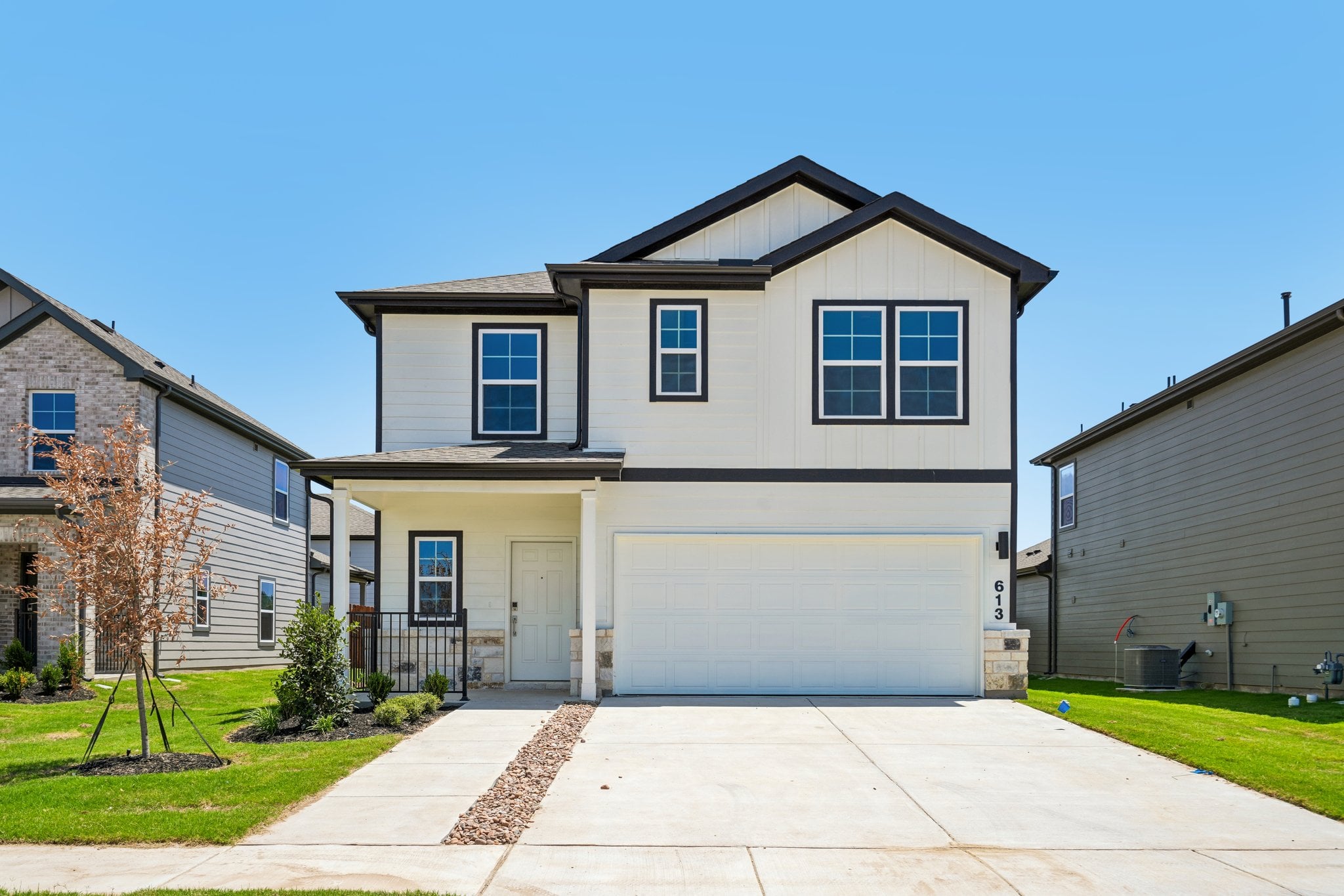 A house with a garage.