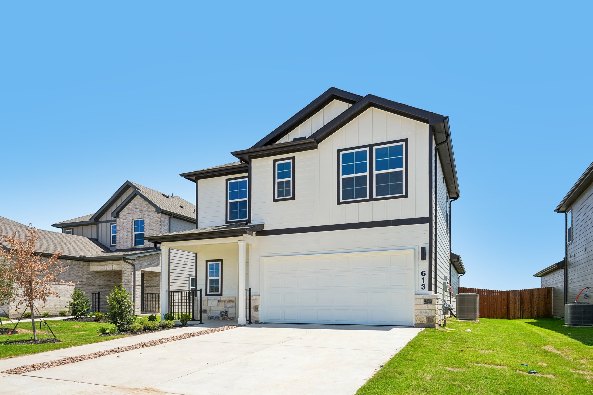A house with a garage.