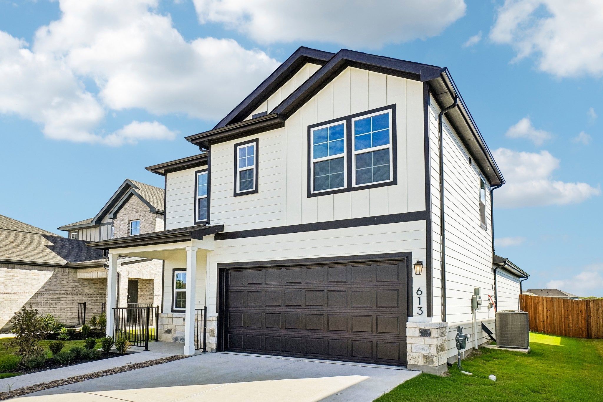 A house with a garage.