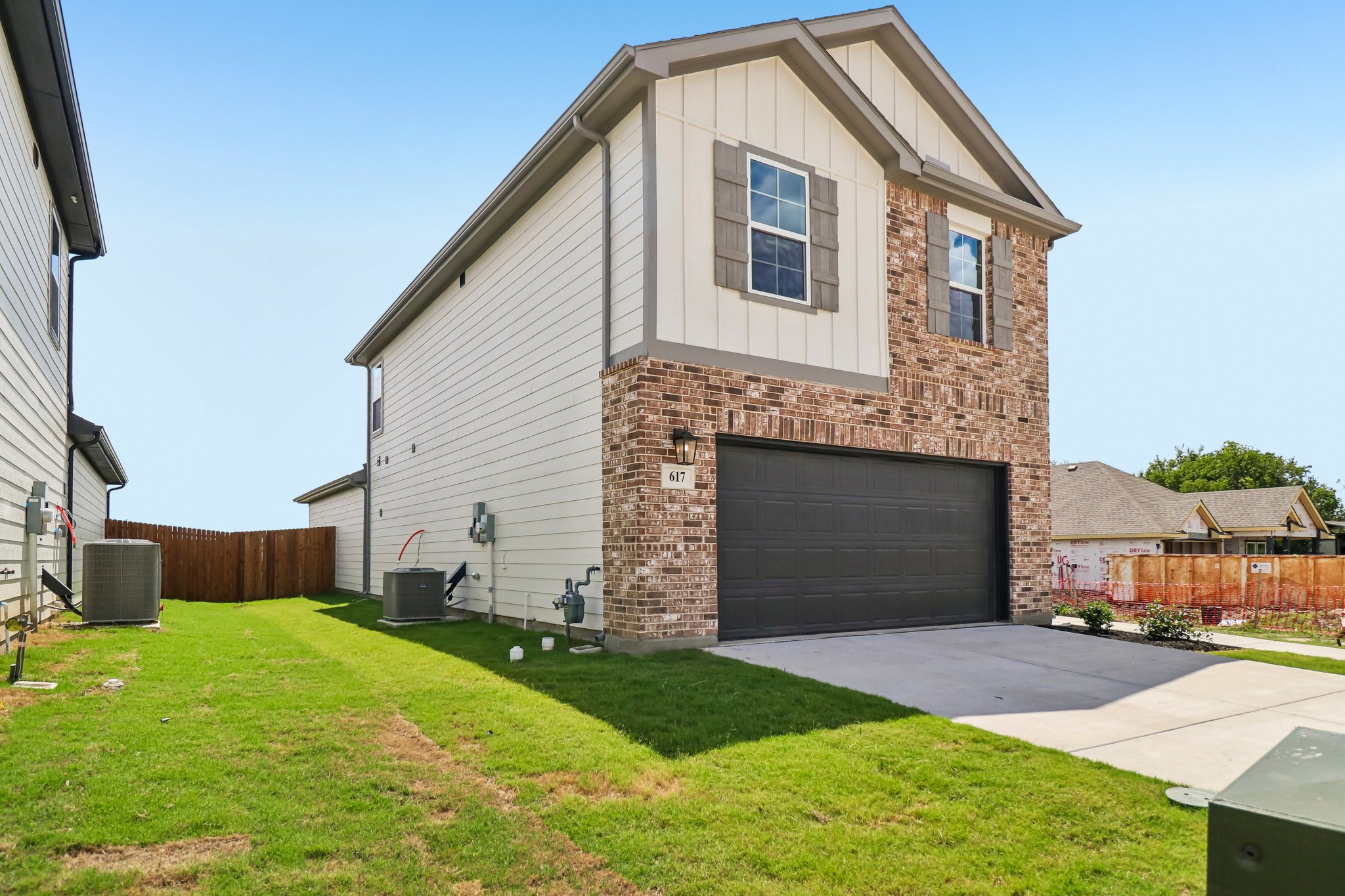 A house with a garage.