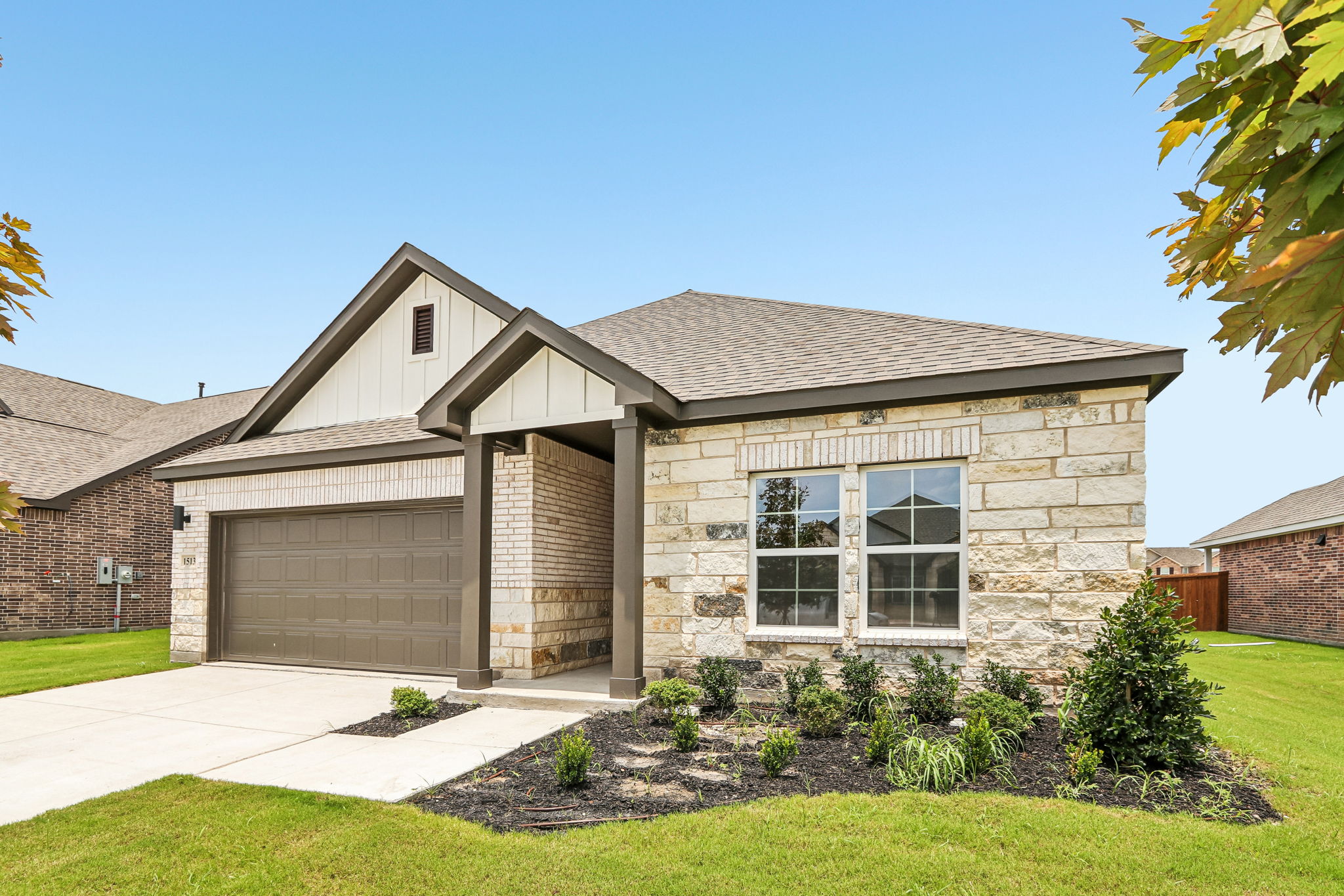 A house with a garage.