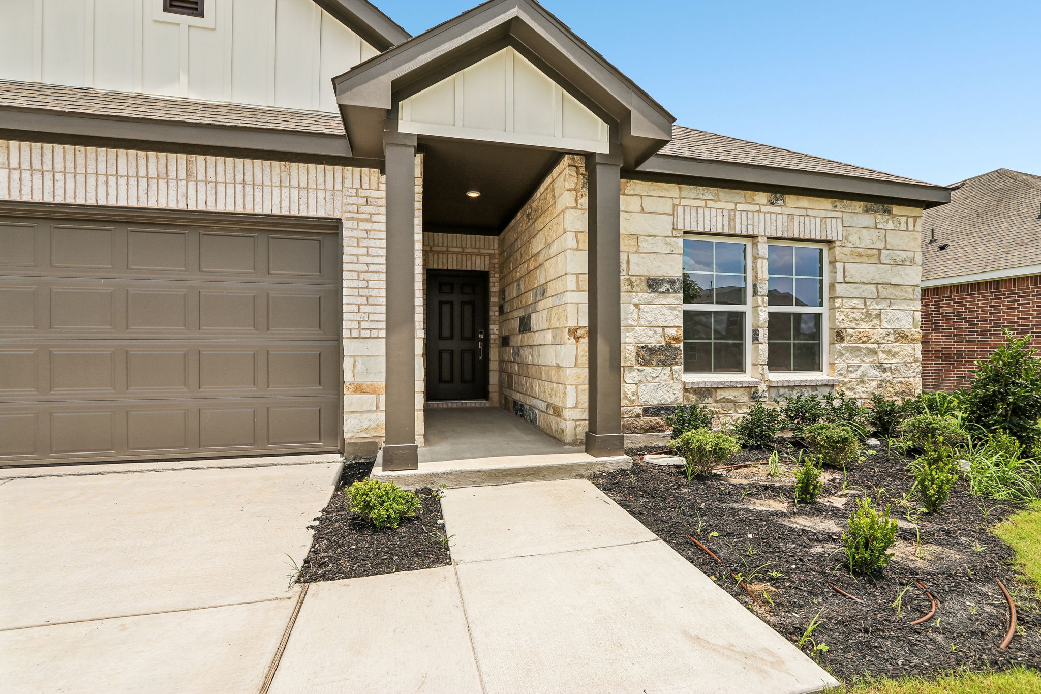 A house with a garage.