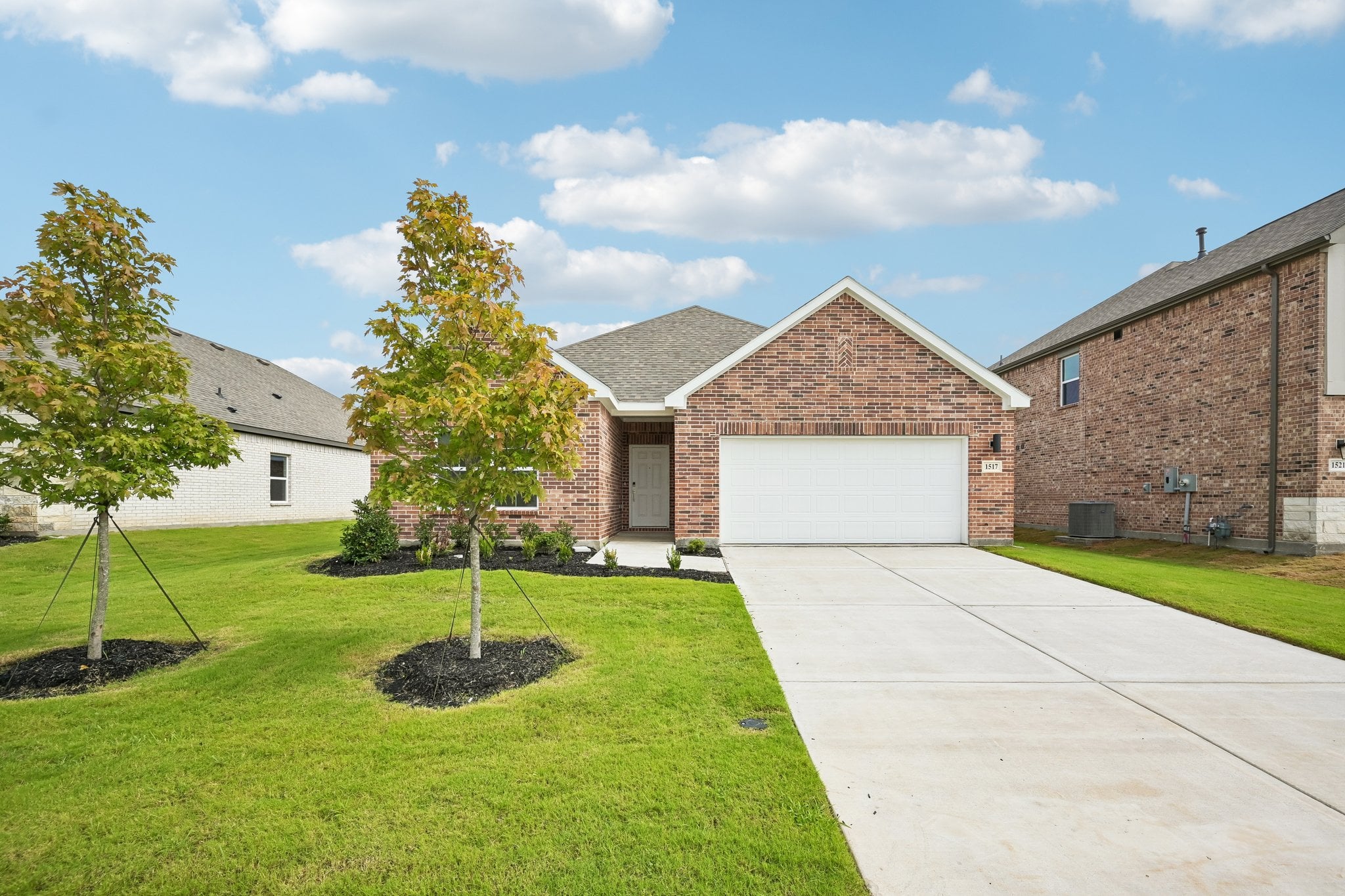 A driveway leading to a house.