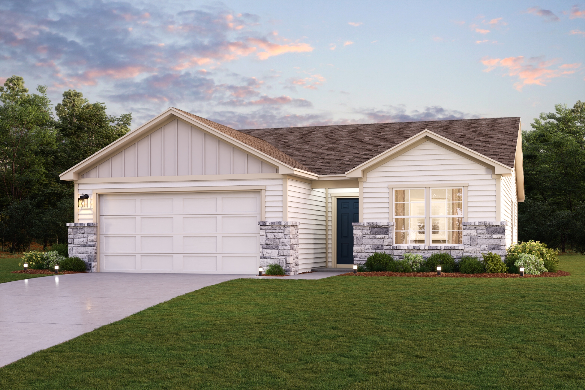 A house with a garage.