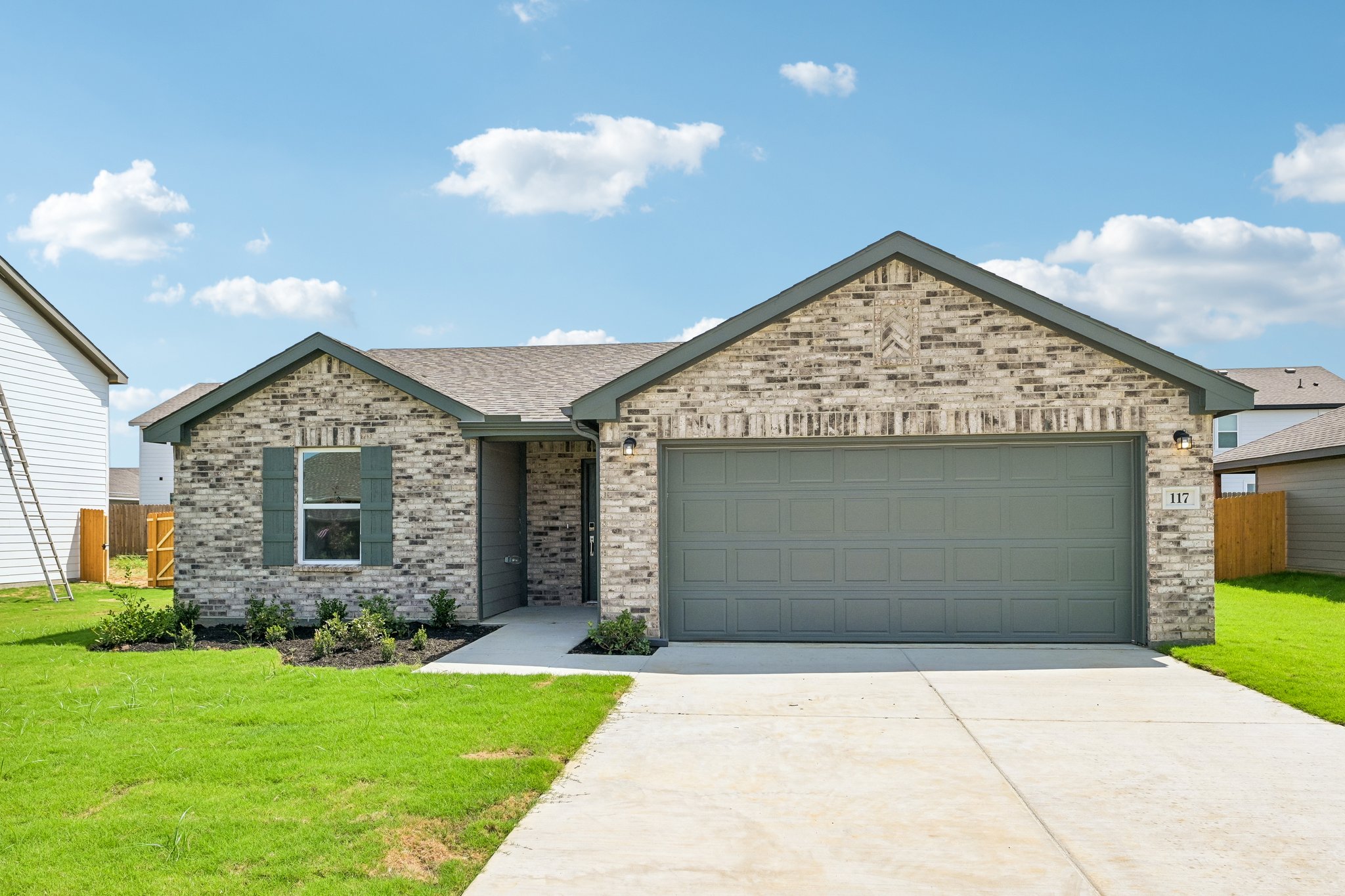 A house with a garage.