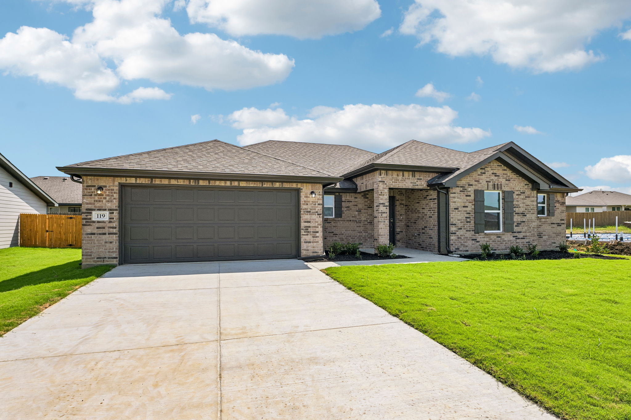 A house with a garage.