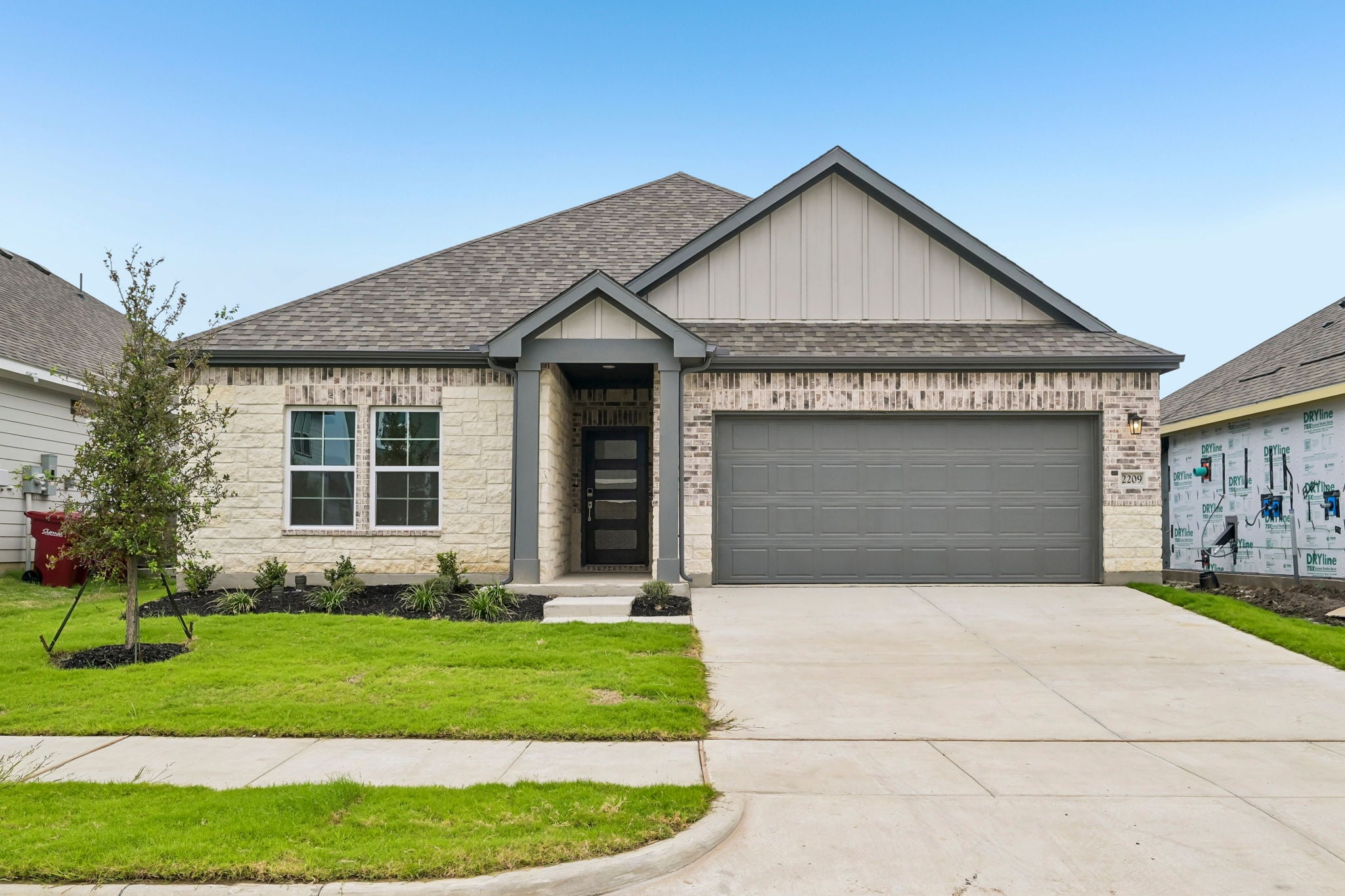 A house with a garage.