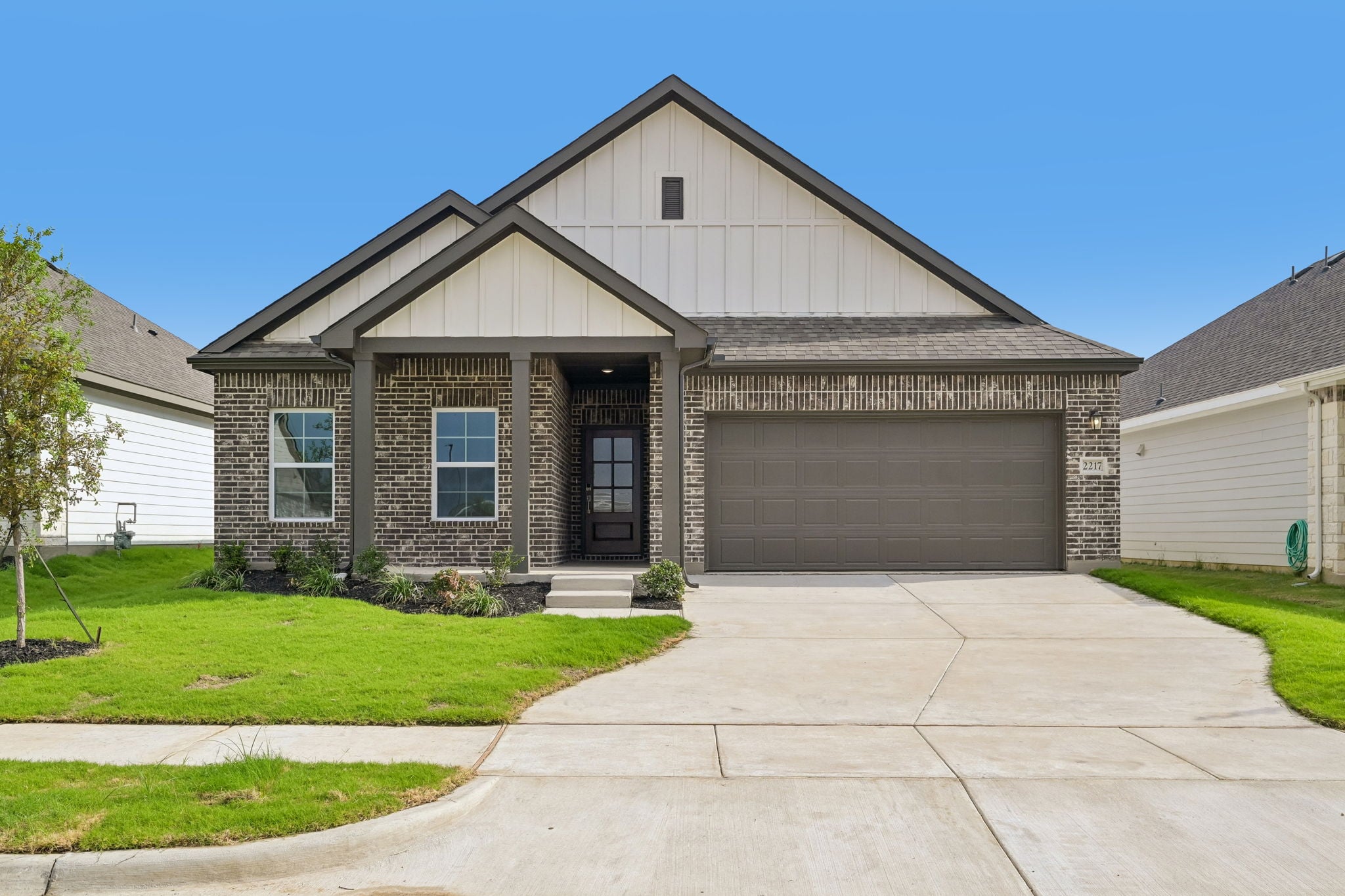 A house with a garage.