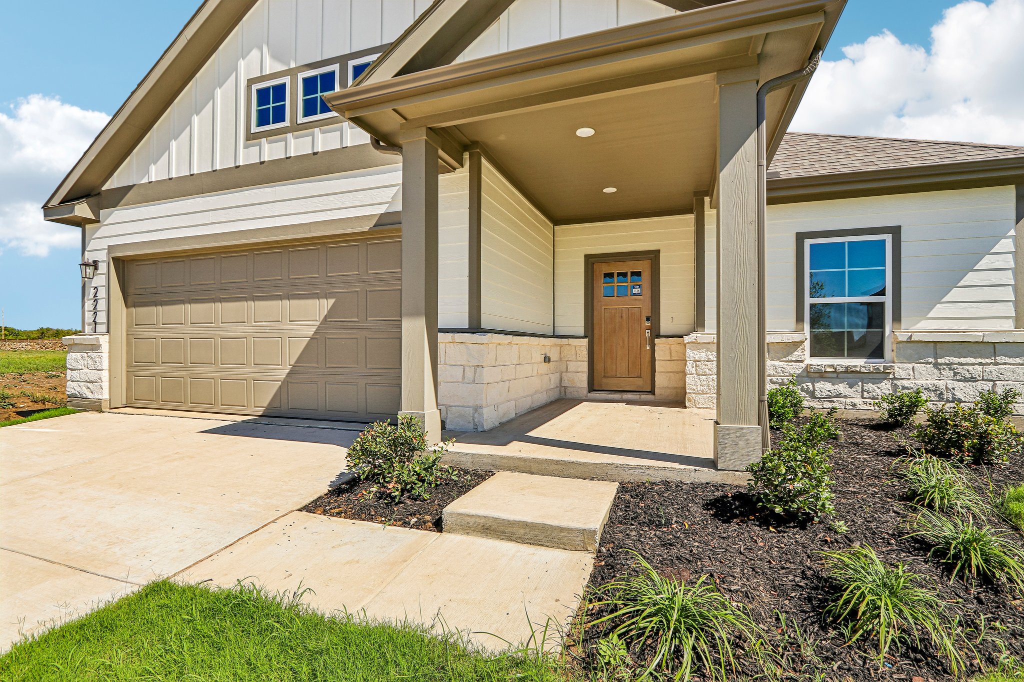 A house with a garage.