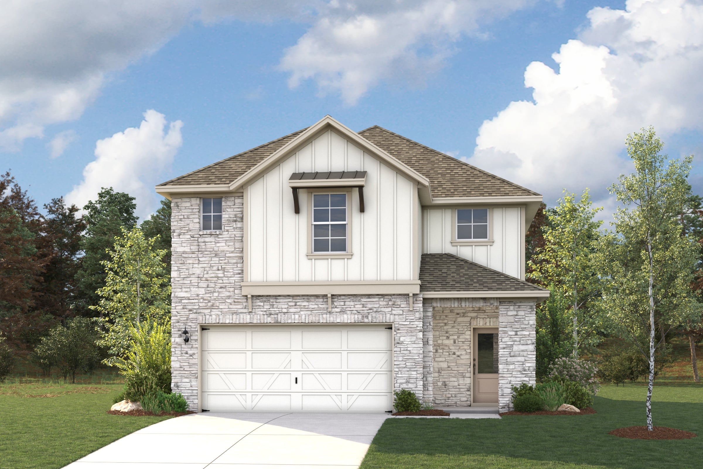 A house with a garage.