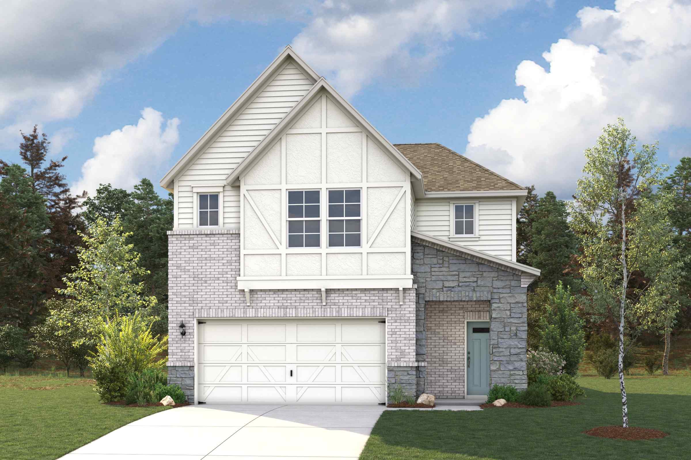 A house with a garage.