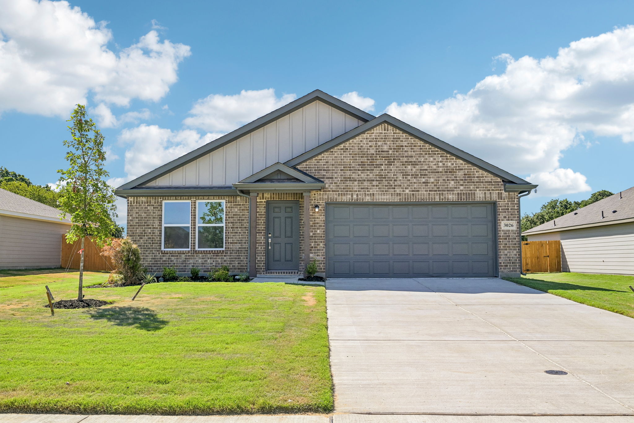 A house with a garage.