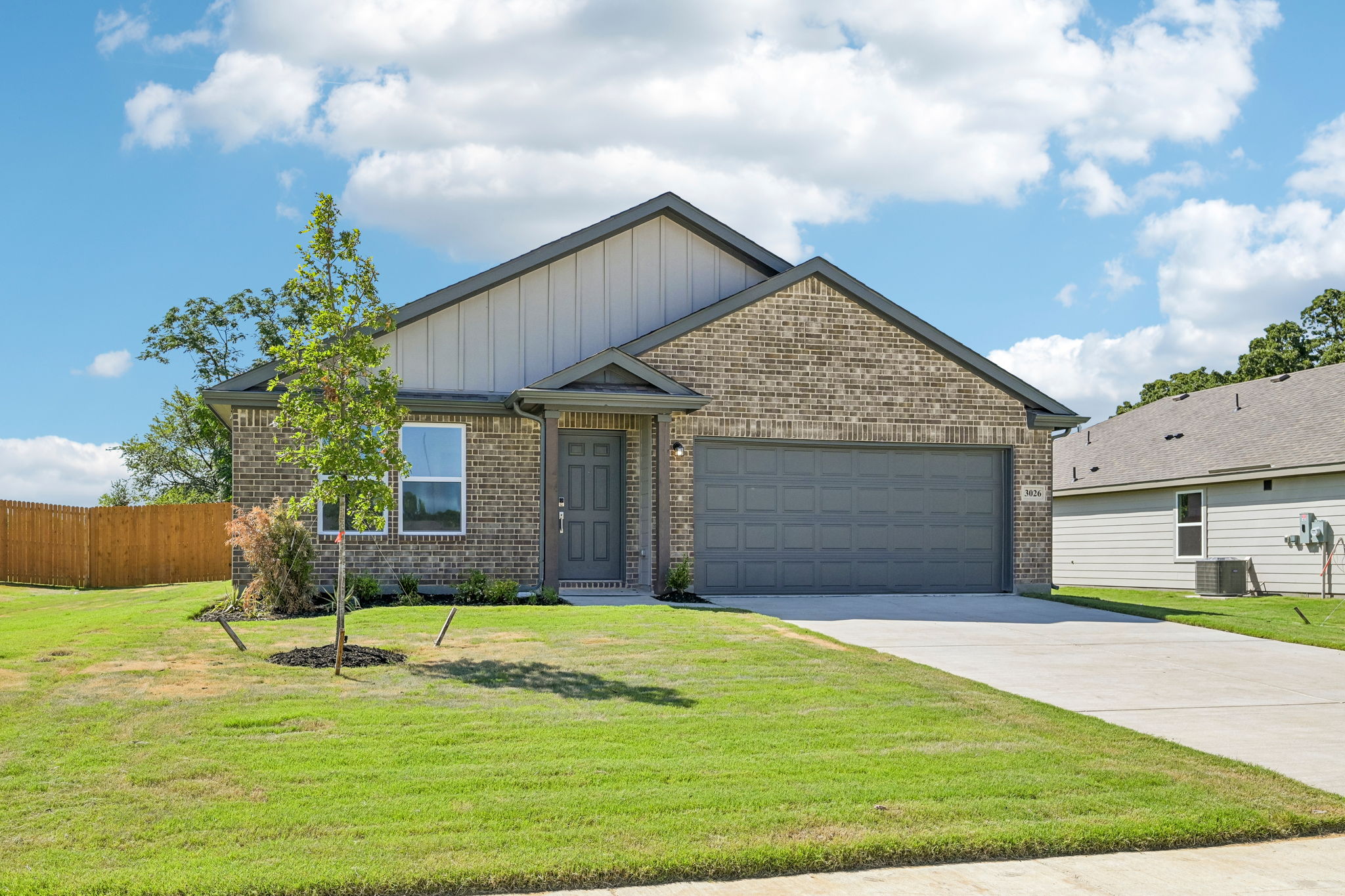 A house with a garage.