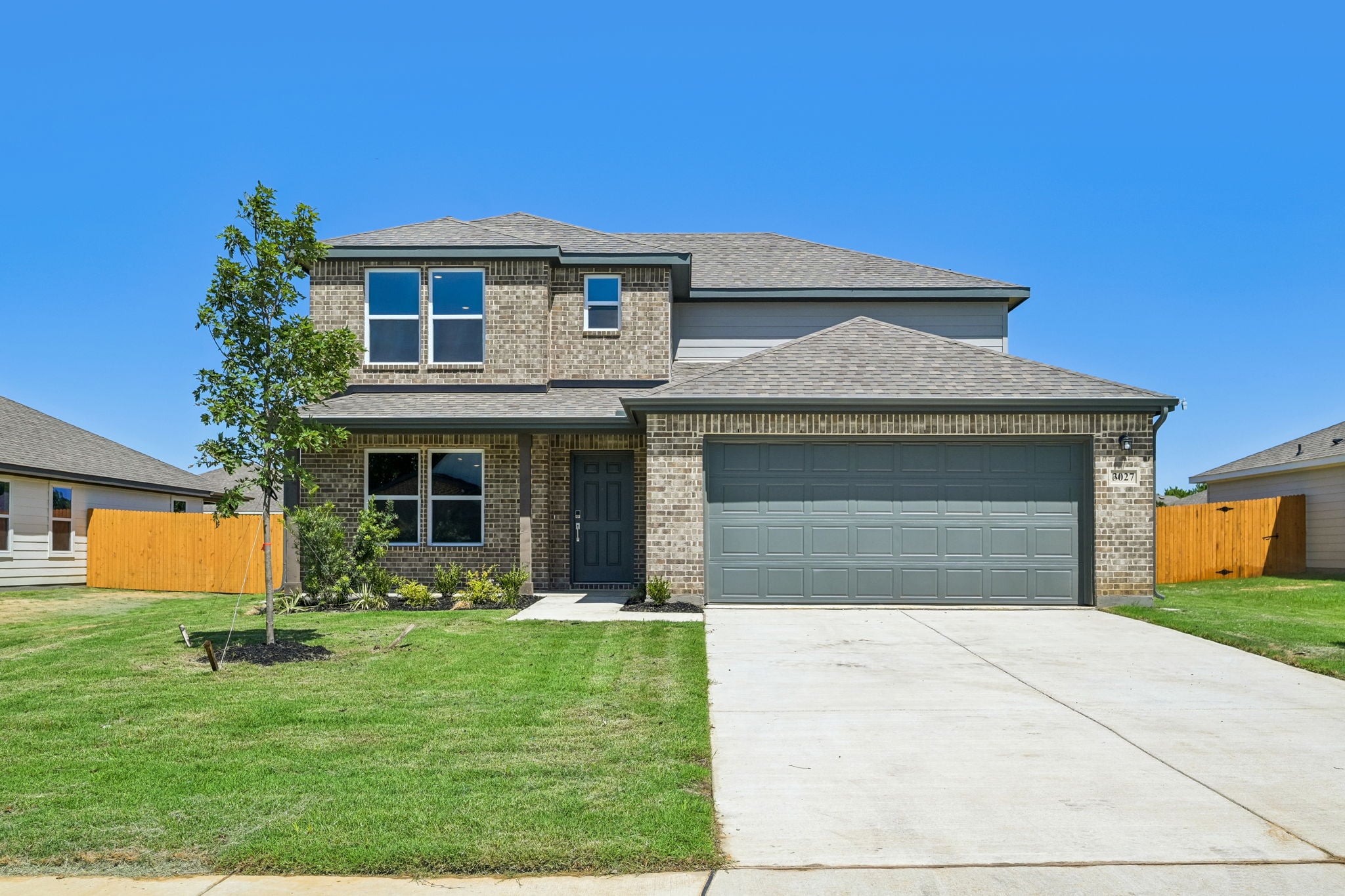 A house with a garage.