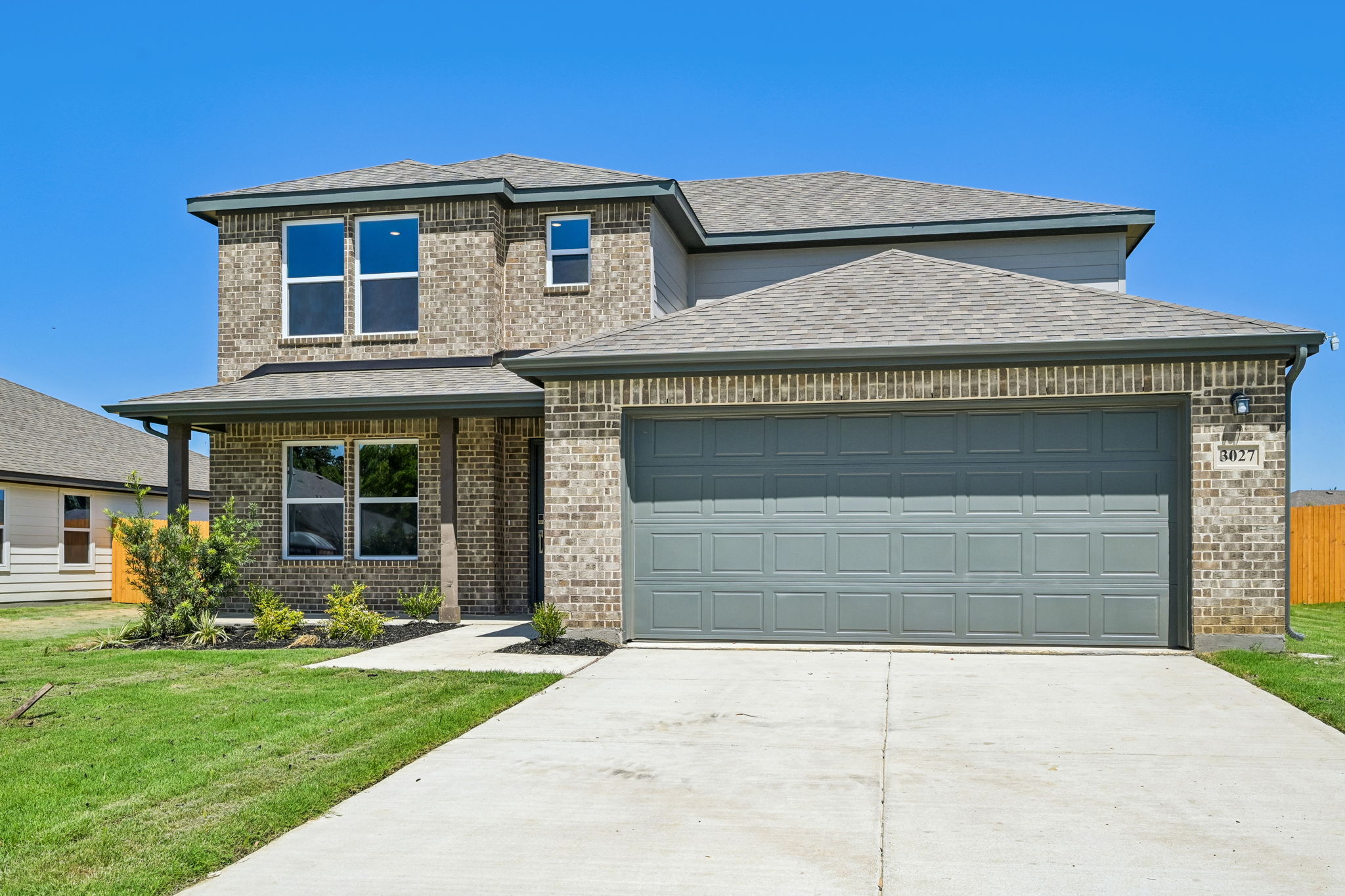 A house with a garage.