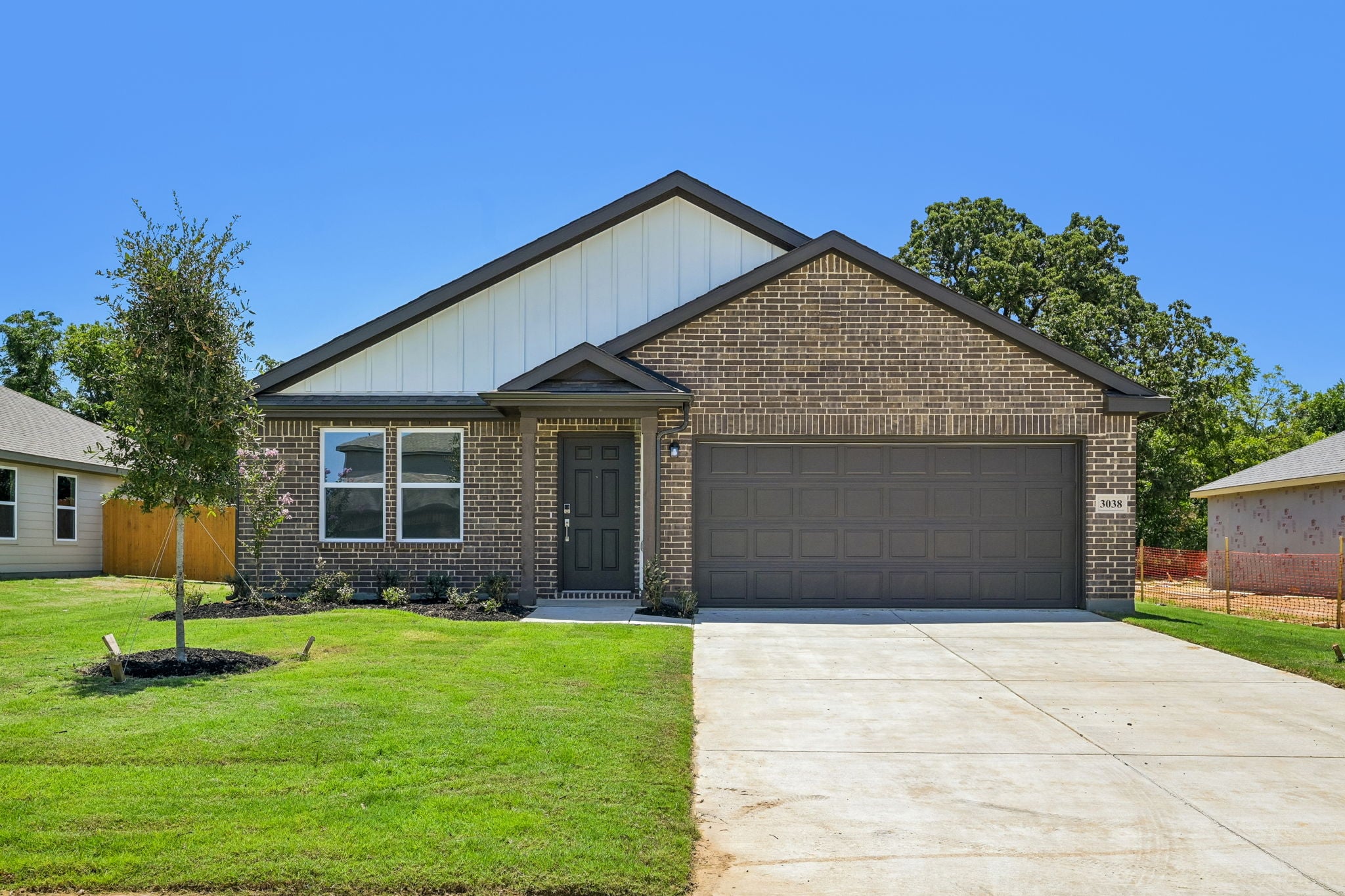 A house with a garage.
