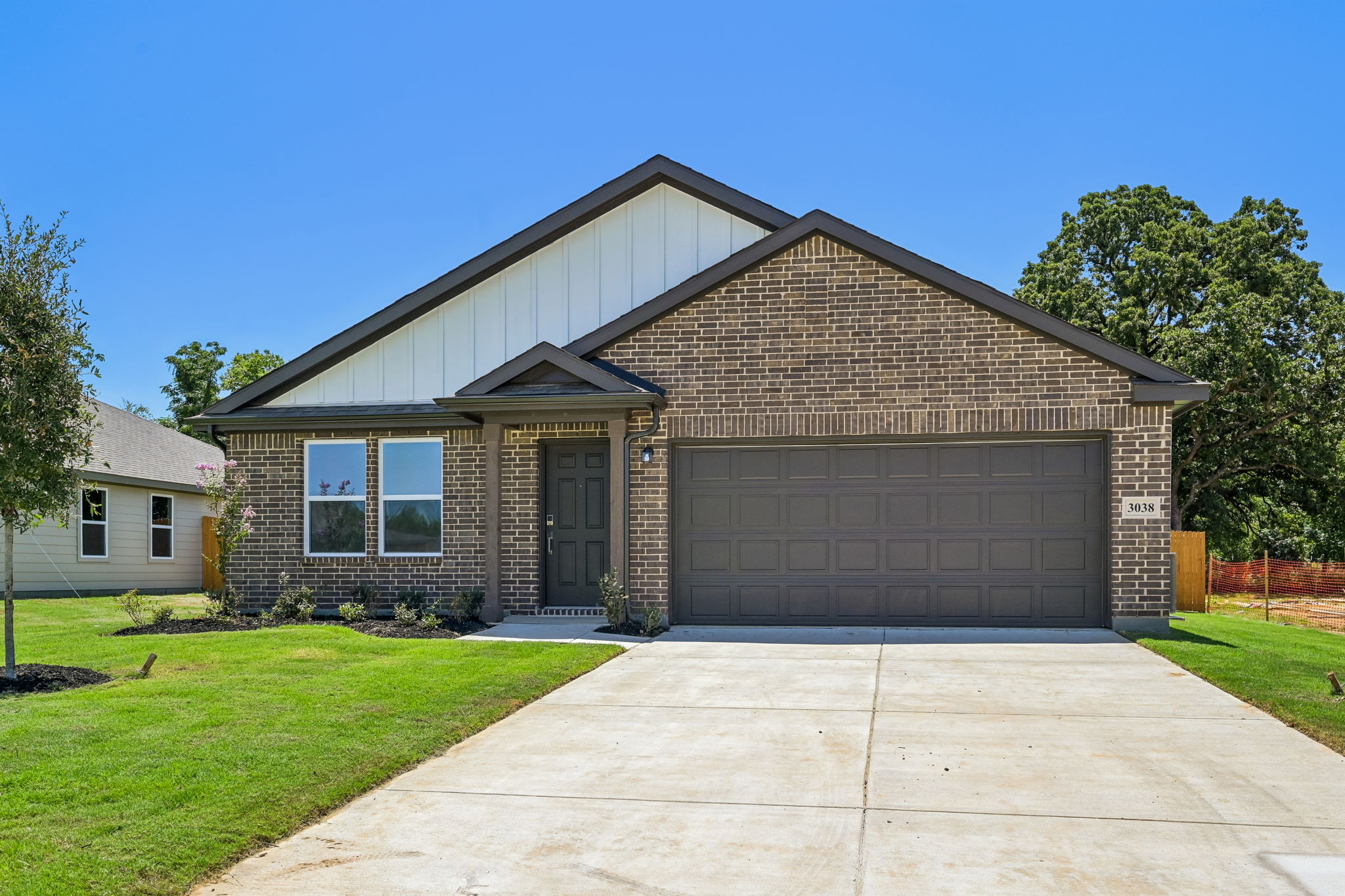 A house with a garage.