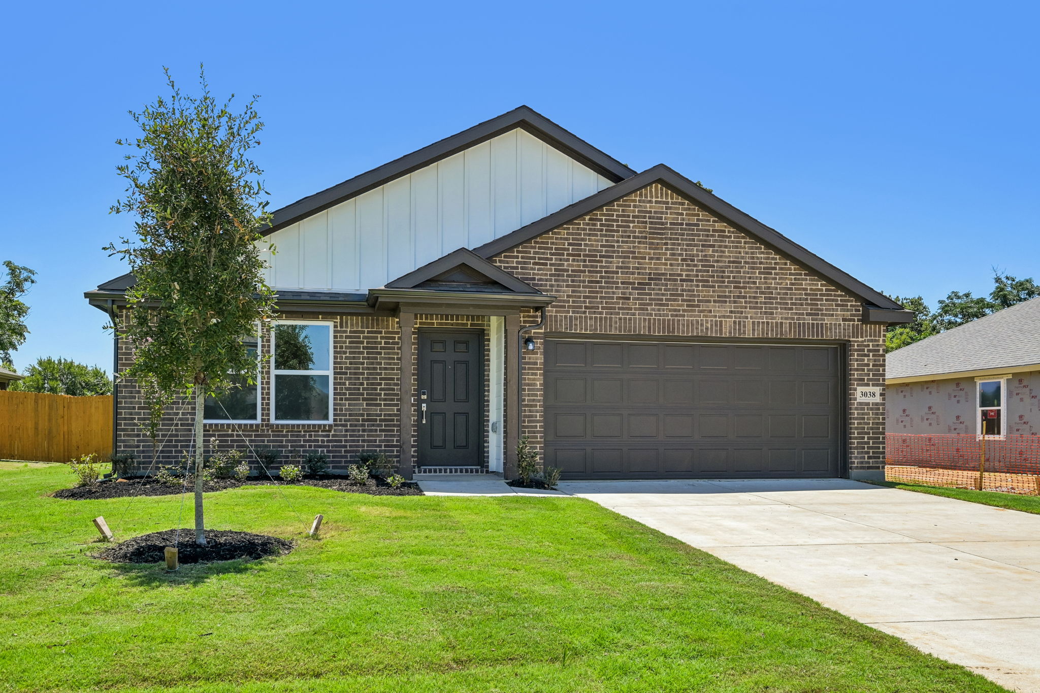 A house with a garage.