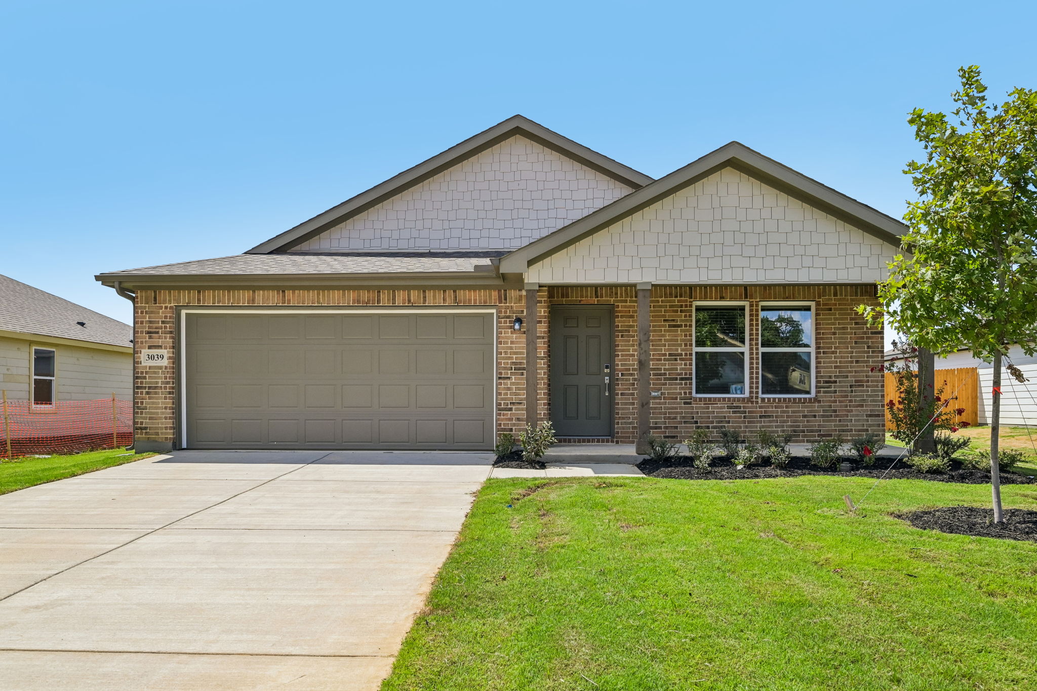 A house with a garage.