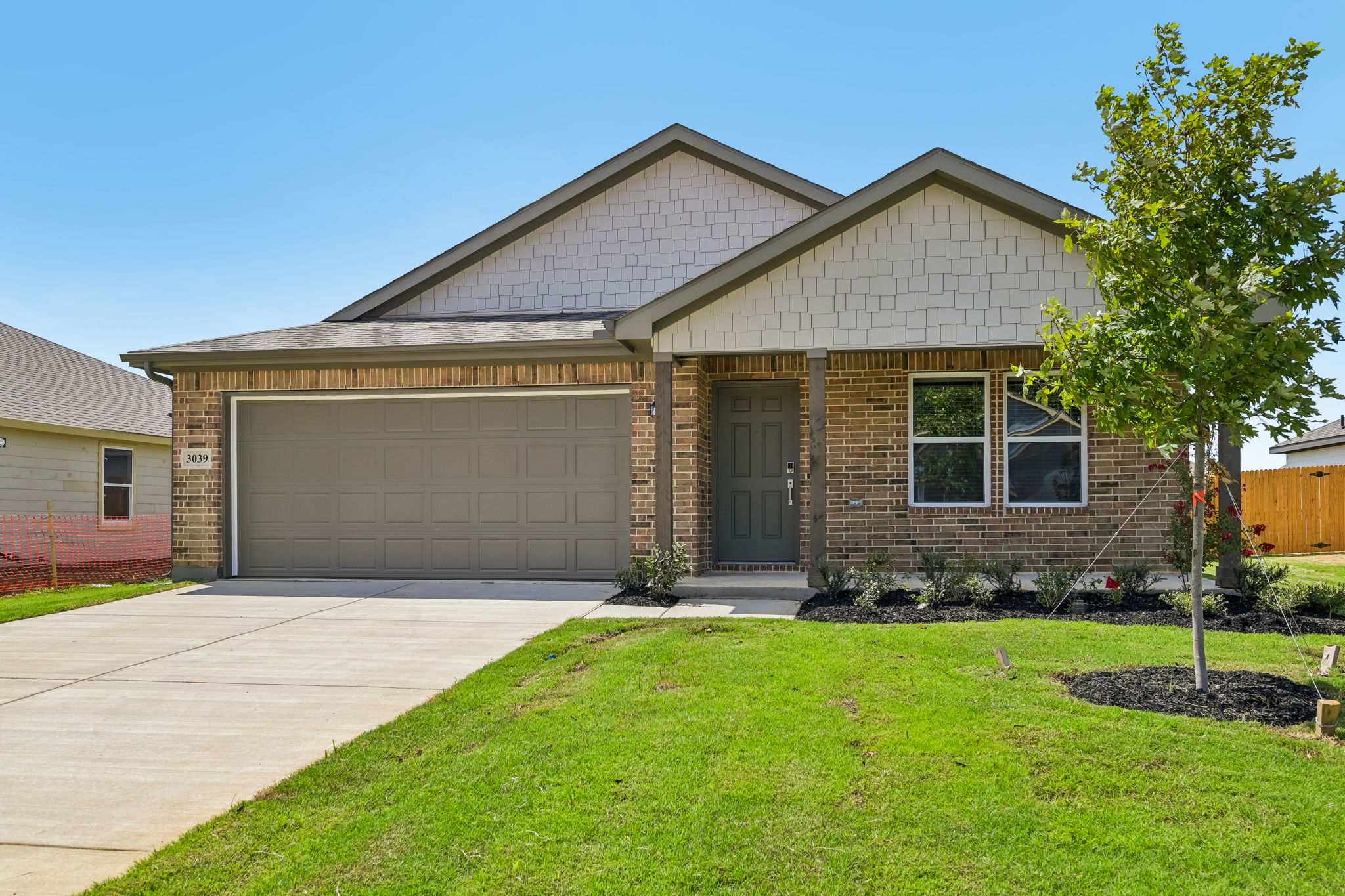 A house with a garage.