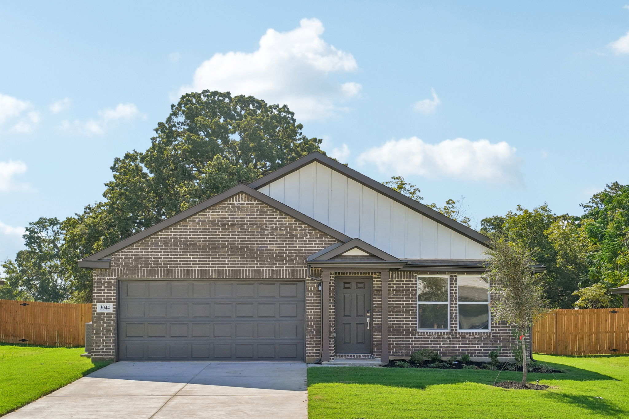 A house with a garage.