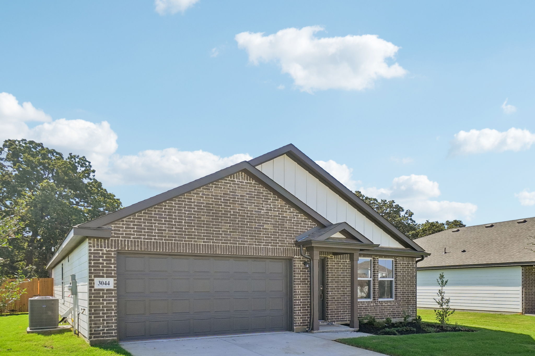 A house with a garage.